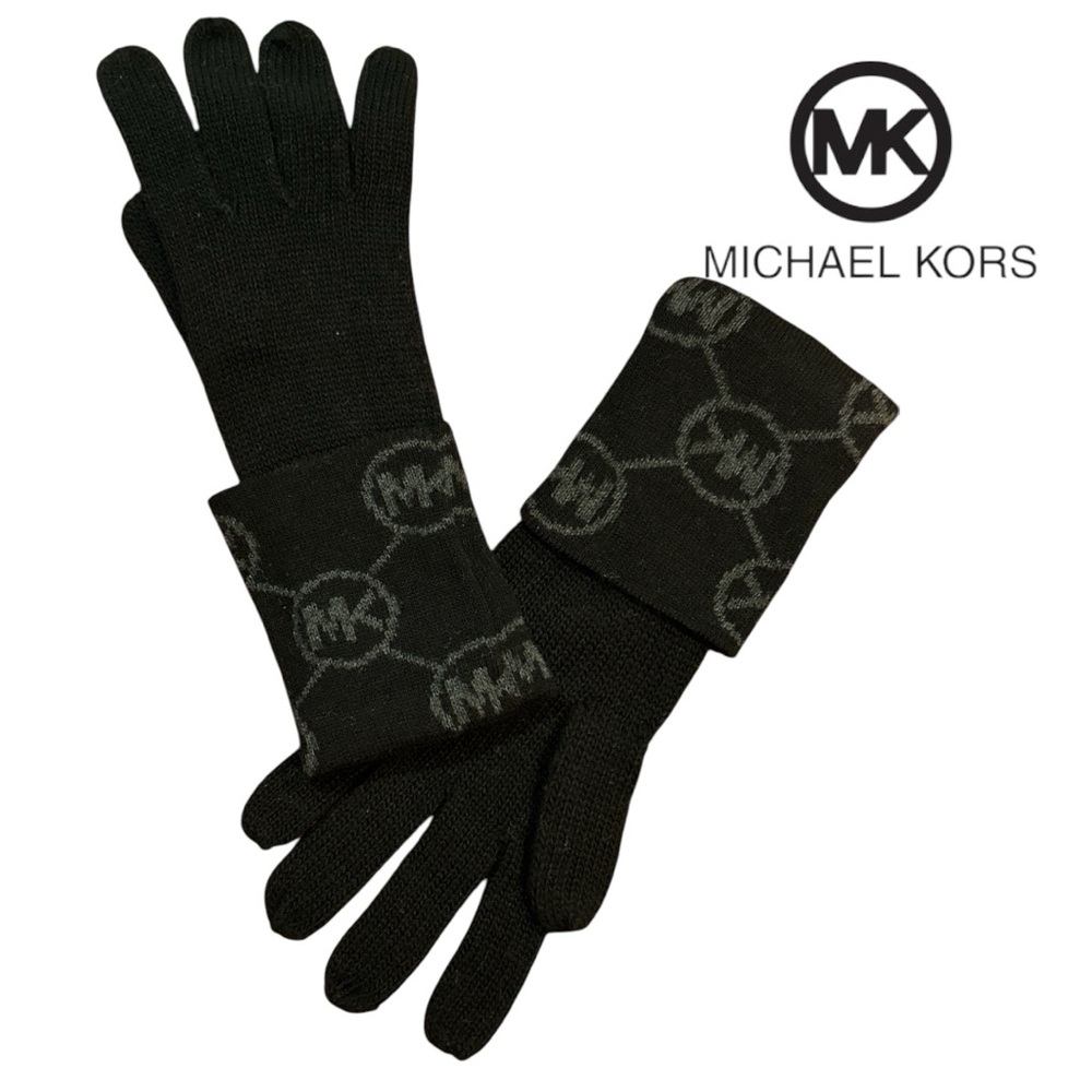Michael Kors Black and‎ Gray Knit Gloves